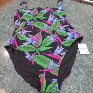 Forever 21 Women's One-Piece Swimsuit Size 3x Tropical Convertible Straps NWT